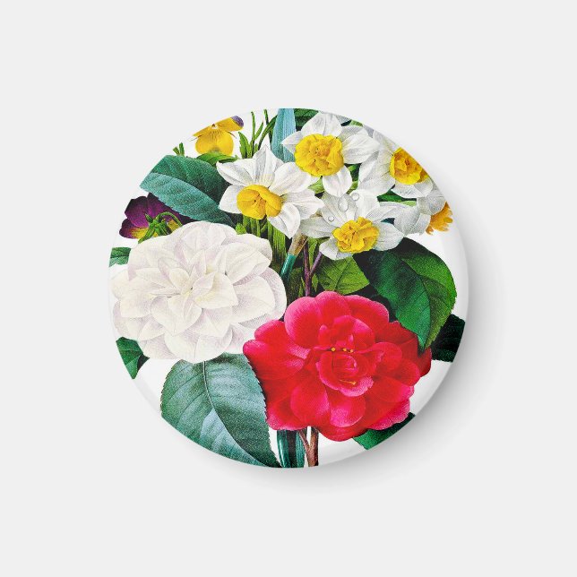 Schöne Vintage Blume Magnet (Vorne)