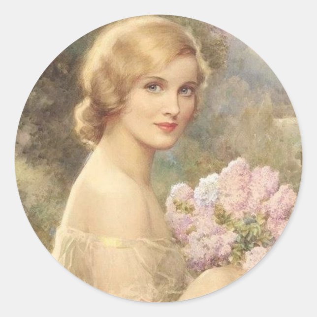 Schöne Vintage Blume Runder Aufkleber (Vorderseite)