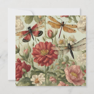 Schöne Vintage Blume und Libellen Karte