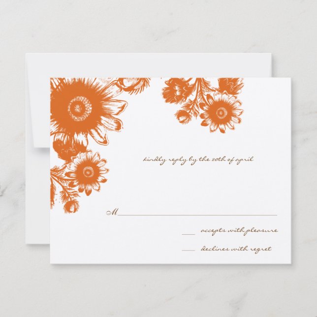 Schöne Vintage Blume Wedding RSVP Card (Vorderseite)