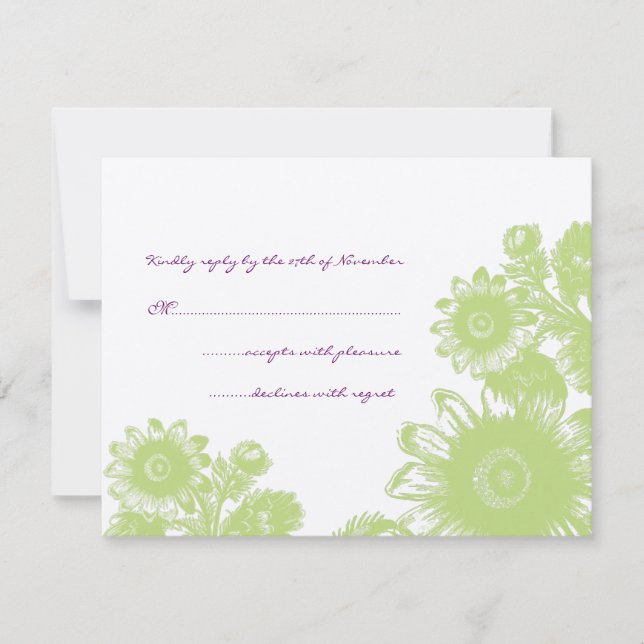 Schöne Vintage Blume Wedding RSVP Card (Vorderseite)