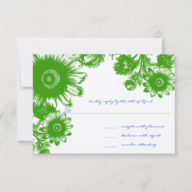 Schöne Vintage Blume Wedding RSVP Card Einladung (Vorderseite)