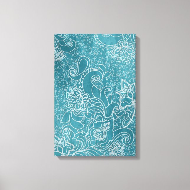 Schöne Vintage Blume Wirbel Paisleys Blätter Leinwanddruck (Vorderseite)