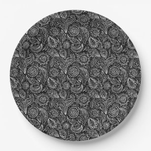 Schöne vintage-blumen Paisley-Muster Pappteller