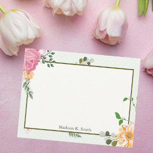 Schöne Vintage-Blumen personalisierte Schreibwaren Mitteilungskarte
