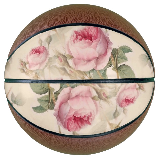 Schöne Vintage Blüte Basketball (Vorderseite)