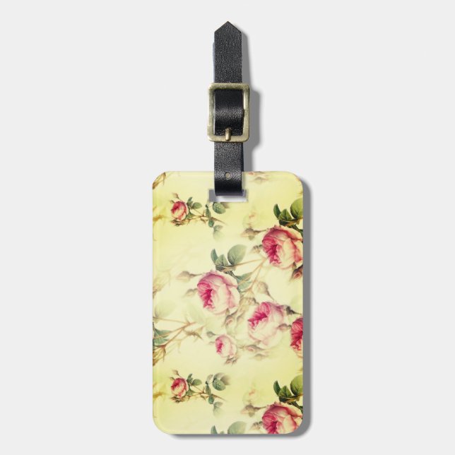 Schöne Vintage Blüte Gepäckanhänger (Vorderseite vertikal)