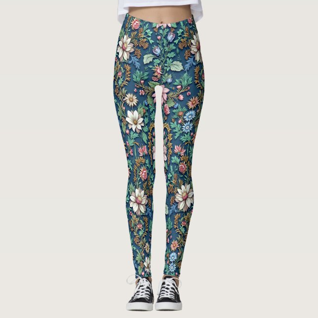 Schöne Vintage Blüte Leggings (Vorderseite)