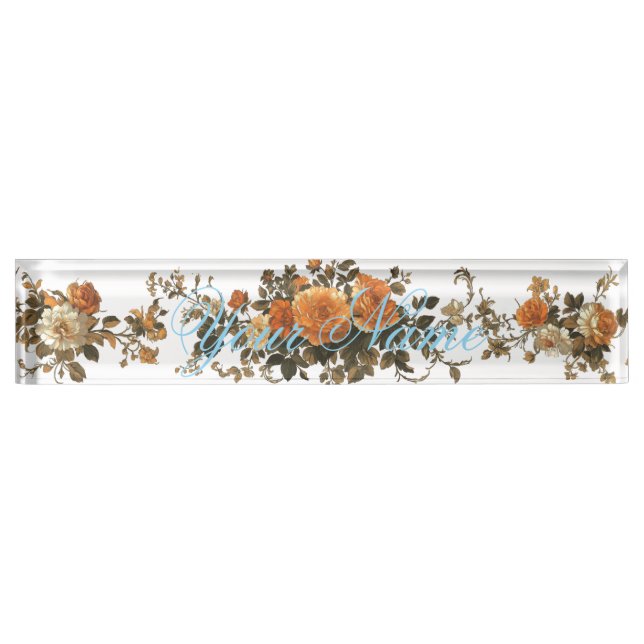 Schöne Vintage Blüte Namensplakette (Vorderseite)