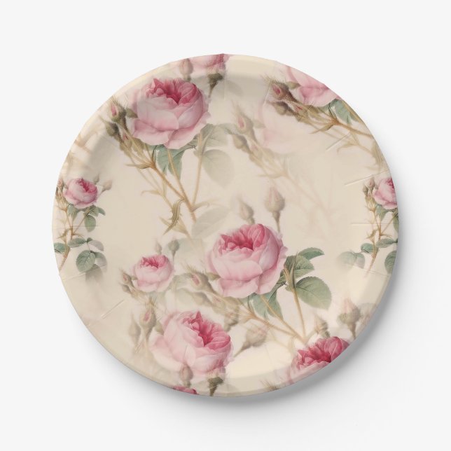 Schöne Vintage Blüte Pappteller (Vorderseite)