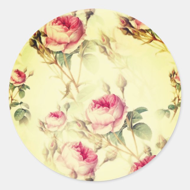 Schöne Vintage Blüte Runder Aufkleber (Vorderseite)