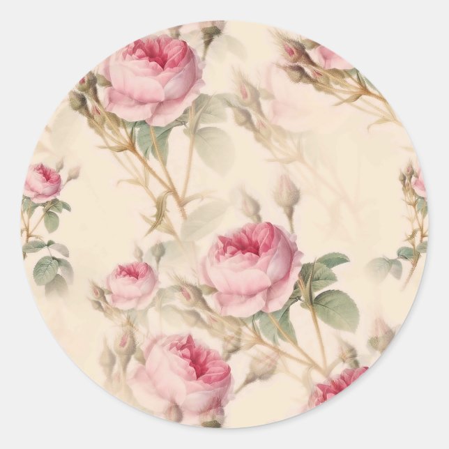 Schöne Vintage Blüte Runder Aufkleber (Vorderseite)