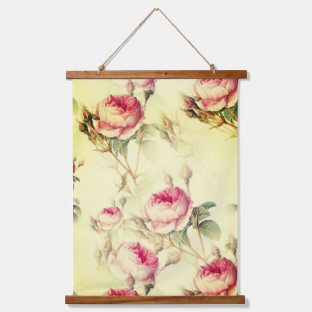 Schöne Vintage Blüte Wandteppich Mit Holzrahmen (Vorderseite)