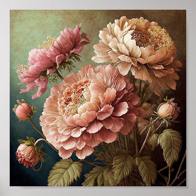 Schöne Vintage Blüten Poster (Vorne)