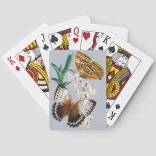 Schöne Vintage Blütenschmetterlingsdarstellung Spielkarten
