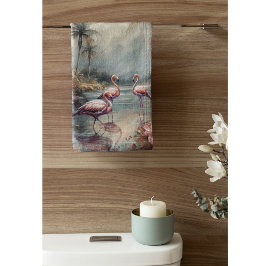 schöne Vintage botanische Gemälde Flamingos Badhandtuch Set