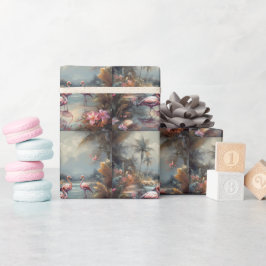 schöne Vintage botanische Gemälde Flamingos Geschenkpapier