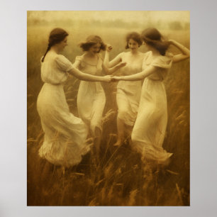 Schöne Vintage Damen Poster