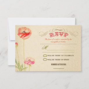 schöne Vintage Design Hochzeit rsvp Karte