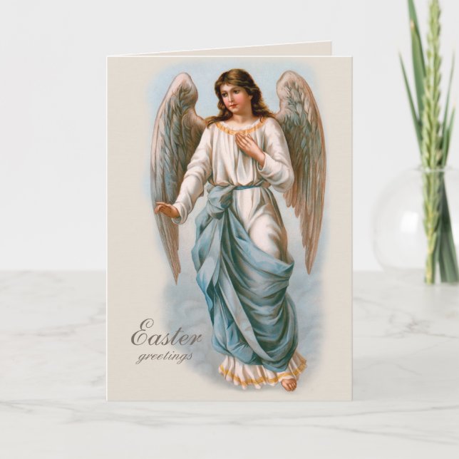 Schöne Vintage Engel Ostern Segnungen Feiertagskarte (Vorderseite)