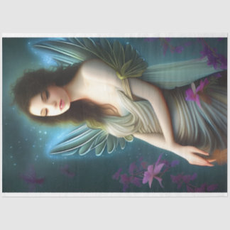 Schöne Vintage-Engel-Wayward-Blumen-Decoupage Seidenpapier