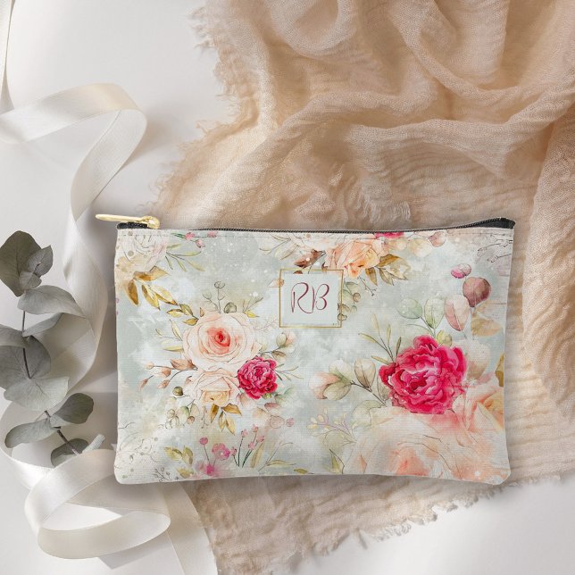 Schöne Vintage florale Monogramm Zubehörtasche (Von Creator hochgeladen)