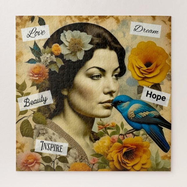 Schöne Vintage Frau mit Bluebird (Vertikal)
