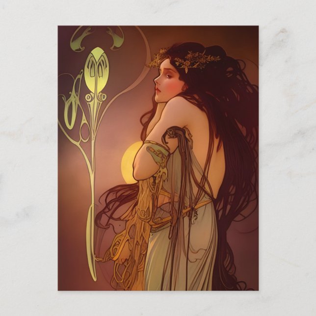 Schöne Vintage Frau Postkarte (Vorderseite)