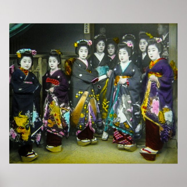 Schöne Vintage Geisha Japan Magic Lantern Slide Poster (Vorne)