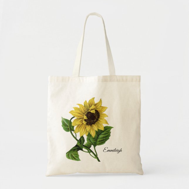 Schöne Vintage Gelbbraun-Sonnenblume Tragetasche (Vorne)
