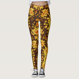 Schöne Vintage gelbe Blumen Leggings