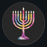 Schöne Vintage Hanukkah Menorah Happy Hanukkah Runder Aufkleber<br><div class="desc">Schöne Vintage Hanukkah Menorah Happy Hanukkah</div>