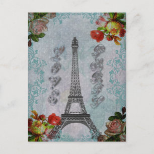 Schöne Vintage-Liebe Paris Eiffelturm Postkarte