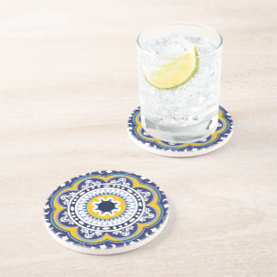 💙💛Schöne vintage-mediterrane Azulejos Getränkeuntersetzer