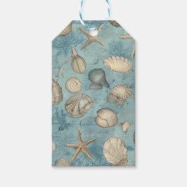 Schöne Vintage Muscheln in Blau Geschenkanhänger