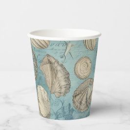 Schöne Vintage Muscheln in Blau Pappbecher