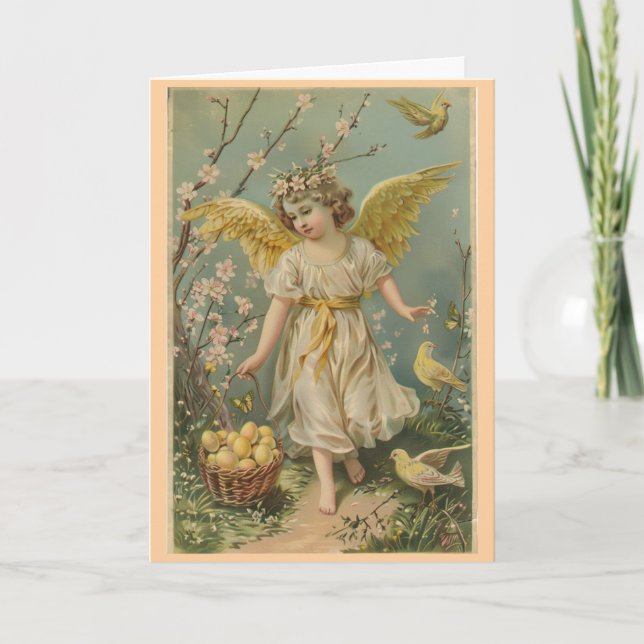 Schöne Vintage Osterangel Grußkarte Karte (Vorderseite)