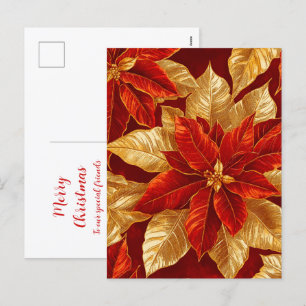 Schöne Vintage Red Gold Poinsettias Weihnachten