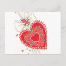 Schöne Vintage rosa Rose & Spitzen Postkarte