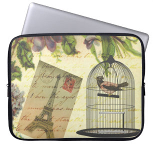 Schöne, Vintage Rose Blume Eiffelturm Laptopschutzhülle