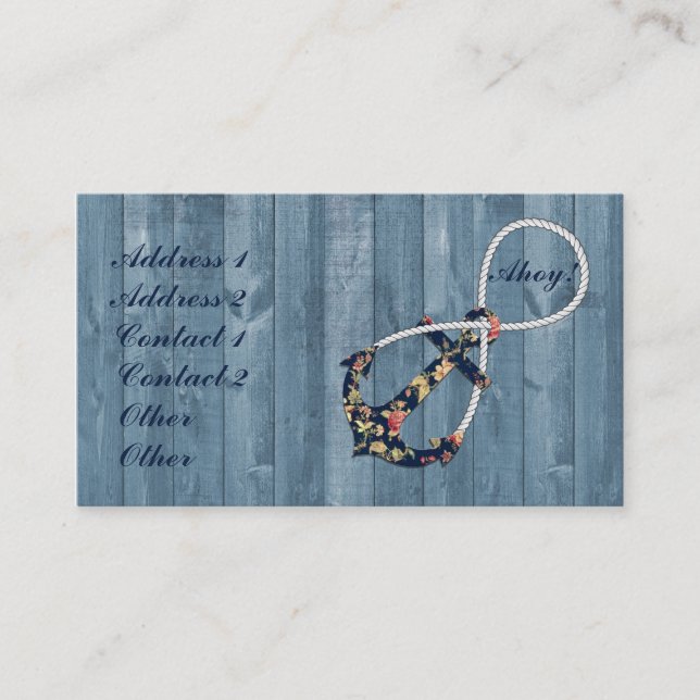 Schöne Vintage Rose Blumenanker Unendlichkeit Visitenkarte (Vorderseite)