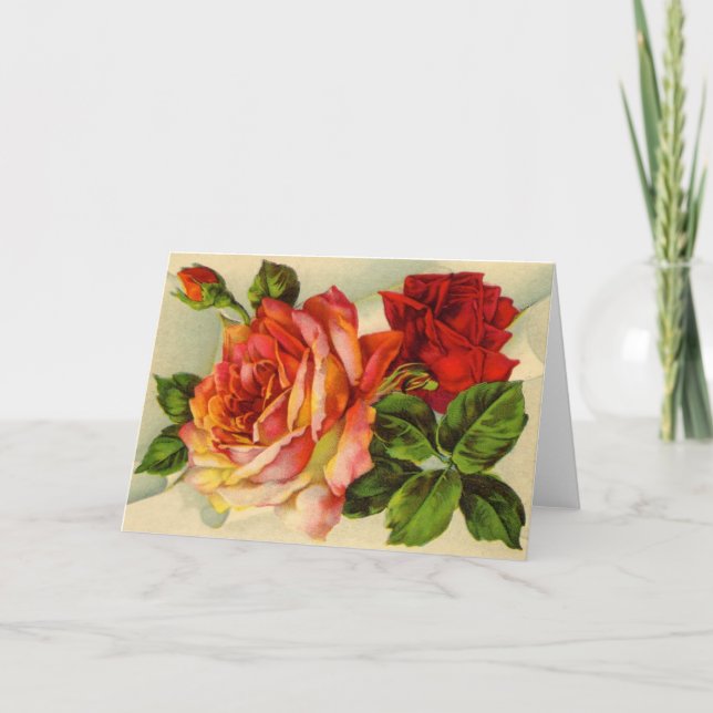 Schöne Vintage Rose Bouquet Karte (Vorderseite)