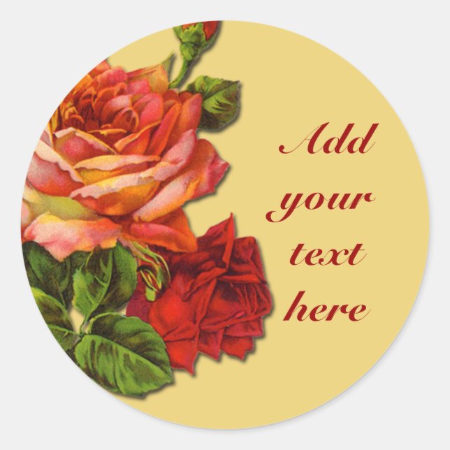 Schöne Vintage Rose Illustration auf Aufklebern Runder Aufkleber (Vorderseite)