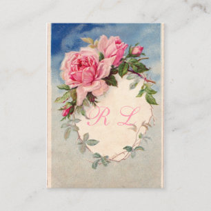 Schöne Vintage-Rosen, individuelles Monogramm, Visitenkarte