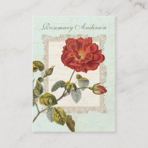 Schöne Vintage Rote Rose für Gärtner Visitenkarte