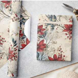 Schöne Vintage-Rote Weihnachtsstern-Weihnachts- Geschenkpapier