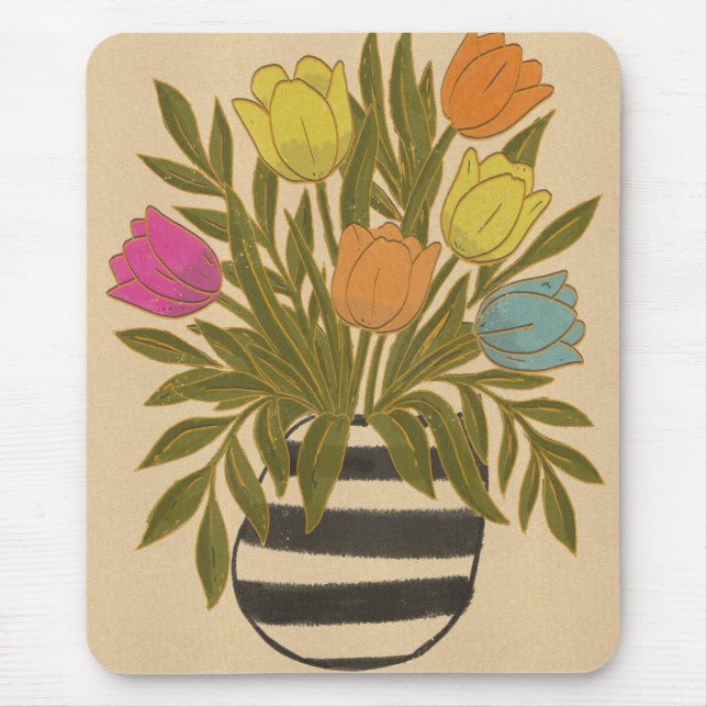 Schöne Vintage-Tulpen Mousepad (Vorne)