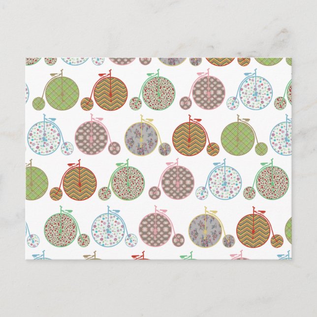 Schöne Vintage Vorderradfahrer Postkarte (Vorderseite)