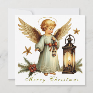 Schöne Vintage-Weihnachtsengel-Flatcard
