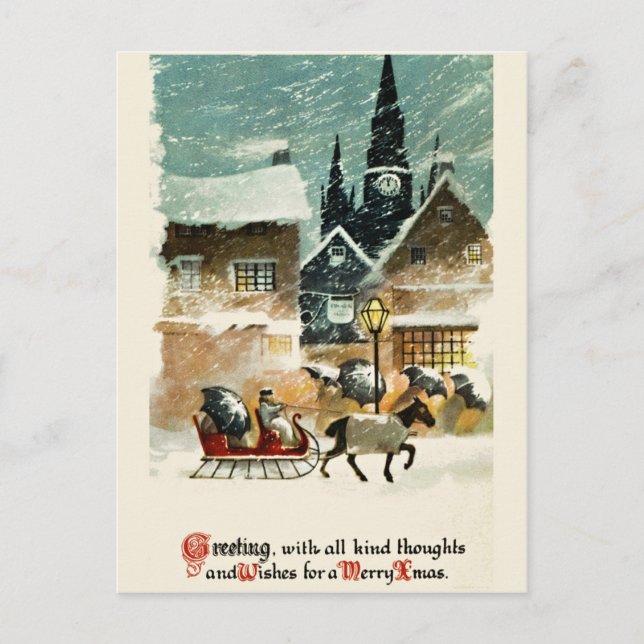 Schöne Vintage Weihnachtskarte Feiertagspostkarte (Vorderseite)